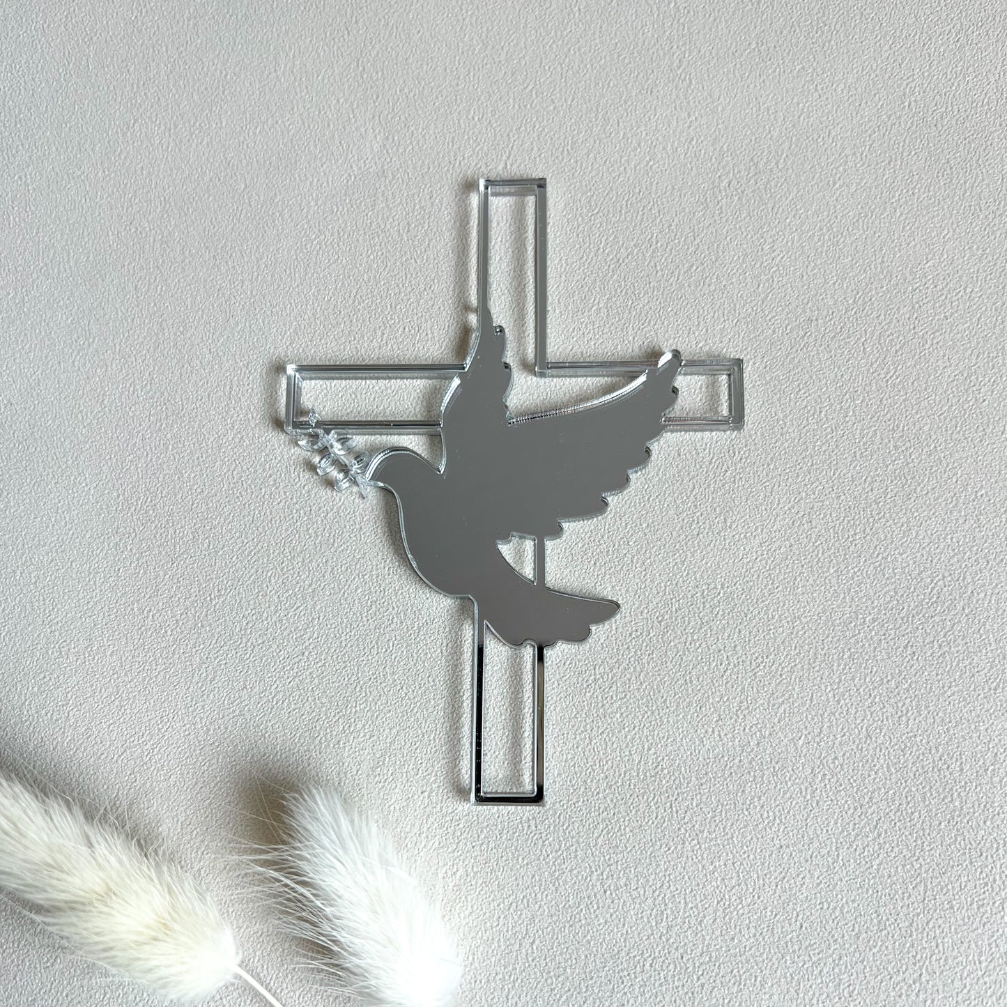 Topper Baptême Croix & Colombe - modèle 2