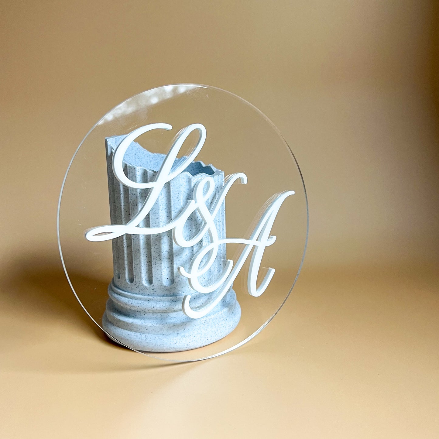 Topper mariage initiales sur disque