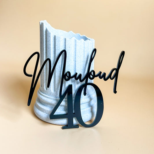 Face topper : prénom et âge