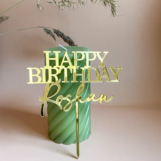 Cake Topper Happy Birthday + Prénom